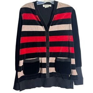 Sonia Rykiel Striped Black, Red, and Cream Cardigan